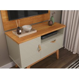 Rack + Painel Si 0.90m Estilo Retrô para Tv até 32'' Polegadas Cor Cinamomo / Off White - 2