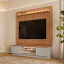 Ver imagem 1 de Conjunto Modular Painel Rack Been Mdp/mdf Tv até 75 Fita Led Canela/gris G77 - Gran Belo
