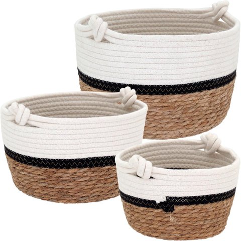 Kit 3 Cesta Home&Co Fibra Branco Cachepô Decorativo