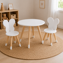 Ver imagem 1 de Kit Mesa 2 Cadeira Borboleta Design Infantil MDF Pinus Fosco:Branco