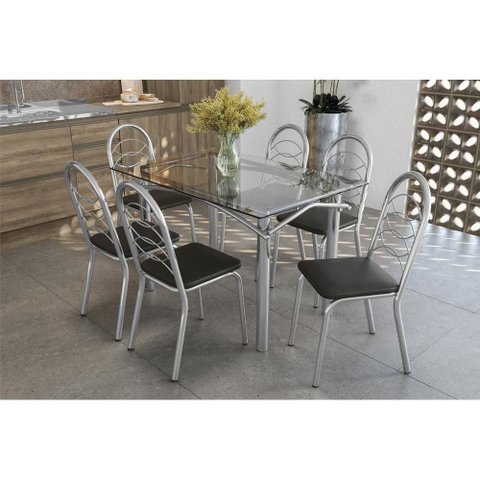Mesa Cozinha Elba 120 + 6 Cad Holanda Cromado Kappesberg