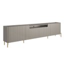 Ver imagem 2 de Rack para Sala 260cm com 4 Portas Brise Pés Metal 100% Mdf Cor:grigio com Dourado