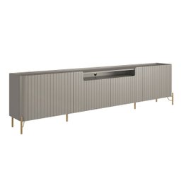 Rack para Sala 260cm com 4 Portas Brise Pés Metal 100% Mdf Cor:grigio com Dourado - 2
