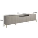 Ver imagem 3 de Rack para Sala 260cm com 4 Portas Brise Pés Metal 100% Mdf Cor:grigio com Dourado