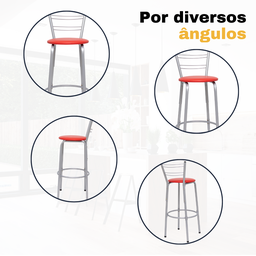 Kit 2 Banquetas para Balcão Flórida Prata Bistrô Ilhas Cozinha Gourmet Bares - 5