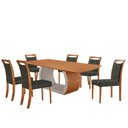 Ver imagem 2 de Mesa Zeus 180cm Tampo Laminado Canto Barril com 6 Cadeiras Jade Imbuia Natural