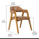 Ver imagem 6 de Kit 6 Cadeiras com Encosto Curvado para Mesa de Jantar Lua com Estofado Courino Castanho L85 Rmi