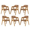 Ver imagem 1 de Kit 6 Cadeiras com Encosto Curvado para Mesa de Jantar Lua com Estofado Courino Castanho L85 Rmi