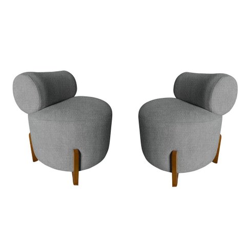 Kit 2 Poltronas Decorativa Mônaco Linho Cinza