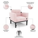 Ver imagem 3 de Poltrona Decorativa Base Madeira Preto Ana Suede Rosa Bebê - Ibiza