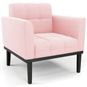 Ver imagem 1 de Poltrona Decorativa Base Madeira Preto Ana Suede Rosa Bebê - Ibiza