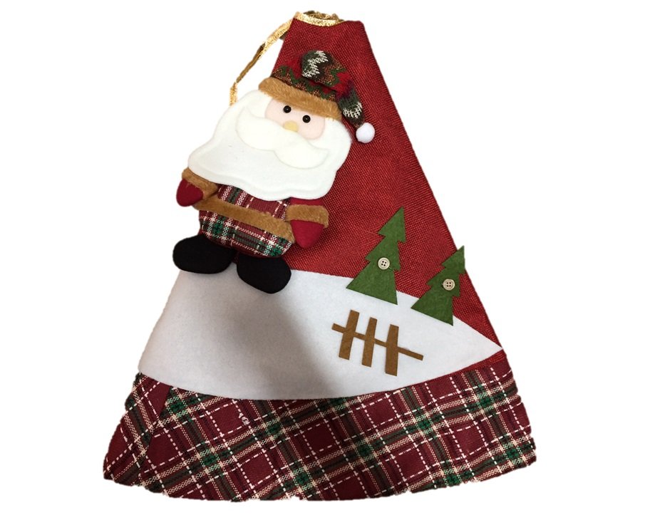 Saia para Árvore de Natal Decorada Premium Vermelho e Xadrez Papai Noel 110cm - Master Christmas - 2