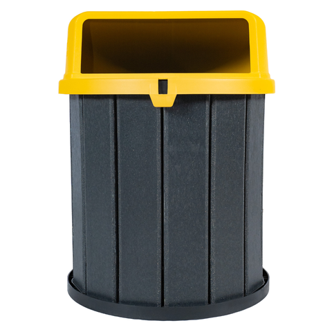 Lixeira Coletora Ecológica Mbs 75L Madeira Plástica Reciclada:Tampa Amarelo/Cinza Ébano
