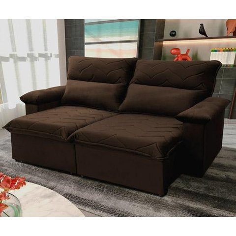 Sofá Retrátil Reclinável Paris 200cm Suede Velut com Molas no Assento - King House