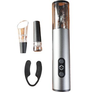 Kit Saca Rolhas Elétrico 4 Peças para Vinho Cinza