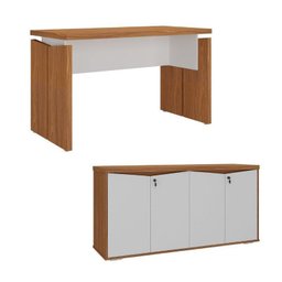 Conjunto Escritório Freijó/branco: Mesa 6298 + Balcão 6292 - 3