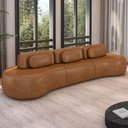 Ver imagem 2 de Sofá 5 Lugares Orgânico para Sala Living 366cm Vasti M03 Couríssimo Whisky - Lyam Decor