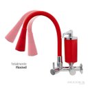 Ver imagem 2 de Torneira de Cozinha Vermelho Gourmet Parede com Filtro Inox Flexível bico Arejador Cone Duplo Jato