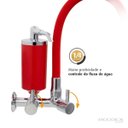 Ver imagem 3 de Torneira de Cozinha Vermelho Gourmet Parede com Filtro Inox Flexível bico Arejador Cone Duplo Jato