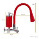 Ver imagem 5 de Torneira de Cozinha Vermelho Gourmet Parede com Filtro Inox Flexível bico Arejador Cone Duplo Jato