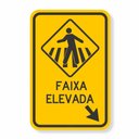 Ver imagem 1 de Placa Passagem de Pedestres Faixa Elevada Seta Direita A-32b Resolução Contran Nº 180 180/2005