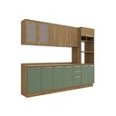 Ver imagem 2 de Cozinha Compacta Modulada 5 Peças com Tampo e Torre Quente Botanic Verde/Nogueira/Oliva