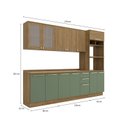 Ver imagem 3 de Cozinha Compacta Modulada 5 Peças com Tampo e Torre Quente Botanic Verde/Nogueira/Oliva