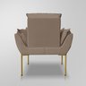 Poltrona Decorativa Recepção Luxo Capuccino - Base Ferro Dourado - 5