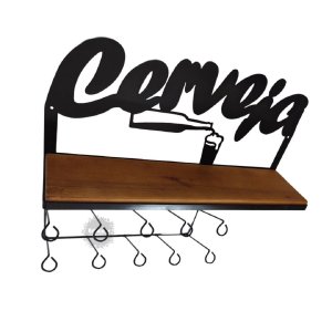 prateleira cerveja escorredor de copos porta pano de prato fero madeira