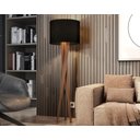 Ver imagem 2 de Luminaria de Chão Abajur para Sala Tripe Madeira Retrô Grande 1,58m Decoração Rustica Cupula Preto