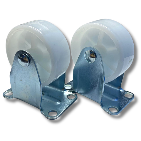 Kit 2 Un Rodízio Rodinha Placa Base Aço Fixo Roda Nylon Diâmetro 50mm 2" Altura 65mm