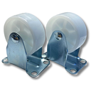 Ver imagem 1 de Kit 2 Un Rodízio Rodinha Placa Base Aço Fixo Roda Nylon Diâmetro 50mm 2" Altura 65mm