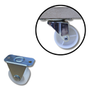 Ver imagem 6 de Kit 2 Un Rodízio Rodinha Placa Base Aço Fixo Roda Nylon Diâmetro 50mm 2" Altura 65mm