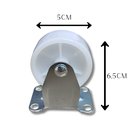 Ver imagem 4 de Kit 2 Un Rodízio Rodinha Placa Base Aço Fixo Roda Nylon Diâmetro 50mm 2" Altura 65mm