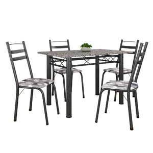 Conjunto de Mesa Itália 1,20m com 4 Cadeiras Dark/Granito - Artefamol