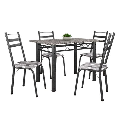 Conjunto de Mesa Itália 1,20m com 4 Cadeiras Dark/granito - Artefamol