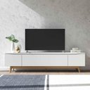 Ver imagem 4 de Rack para TV até 75 Polegadas 185cm Pés em Madeira Maciça Flynt Off White/Natural