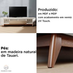 Rack para Tv até 75 Polegadas Flynt 1.8 (185cm) - Off White Fosco/natural - 8