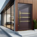 Ver imagem 2 de Porta Pivot.Alumínio Lamb.Evolution c/Pux.e.Elite Marrom Gold 216x130 Brimak