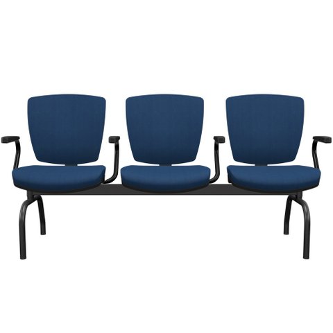 Cadeira Longarina 3 Lugares Aeroporto Recepção Preto Baixa Flexi P03 Poliéster azul - lyam Lyam Deco