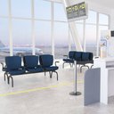 Ver imagem 2 de Cadeira Longarina 3 Lugares Aeroporto Recepção Preto Baixa Flexi P03 Poliéster azul - lyam Lyam Deco