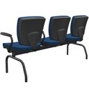 Ver imagem 6 de Cadeira Longarina 3 Lugares Aeroporto Recepção Preto Baixa Flexi P03 Poliéster azul - lyam Lyam Deco