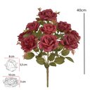 Ver imagem 3 de Buque Rosa Diana 9 Botoes Marsala Outono 40cm Florarte