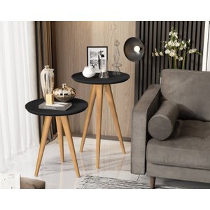Conjunto 2 Mesas Retrô Pés Palito Duda California Preto - Comprar Moveis em Casa