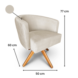 Poltrona Decorativa Leila em Linho Base de Madeira MQ Decor - Off White Linho - 2