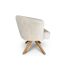 Poltrona Decorativa Leila em Linho Base de Madeira MQ Decor - Off White Linho - 3