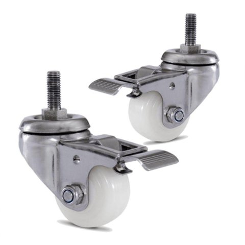 2 Rodizio Inox 2 Pol. Roda Nylon com Espiga com Freio