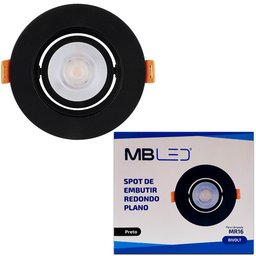 Spot de Embutir Redondo Preto para Lâmpada Dicroica Mr16 - 2