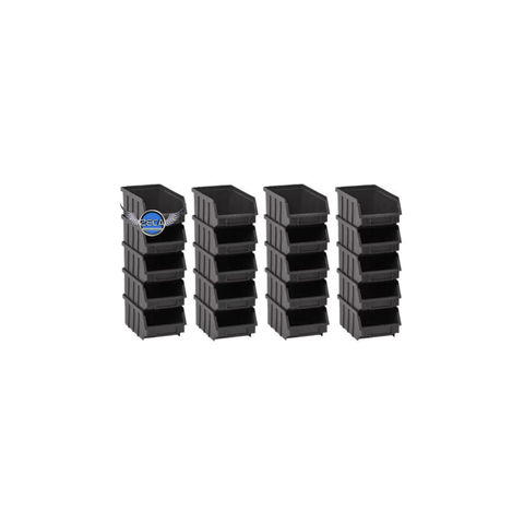 KIT 20 CAIXA GAVETA PLÁSTICA ORGANIZADORA BIN PRETO Nº3