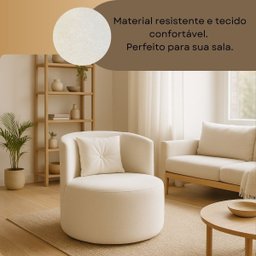 Poltrona Orgânica Redonda para Sala Quarto Recepção Ayla Confortável Elegante Bouclê - 5